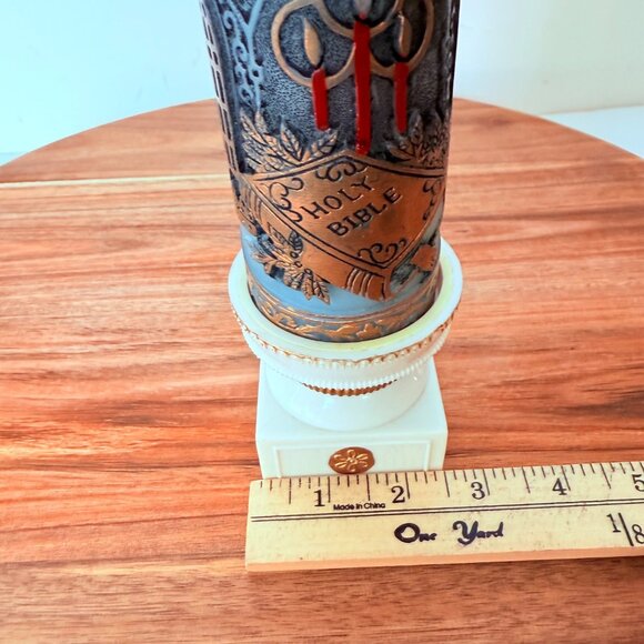 Religious Christmas Jasco Candle on Stand Vintage 1978 Holy Night Hand Decorated - Picture 9 of 16